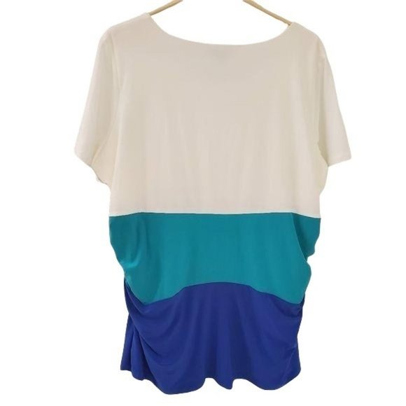 Nina Leonard  Colour Block Short Sleeve Blouse - Picture 2 of 6